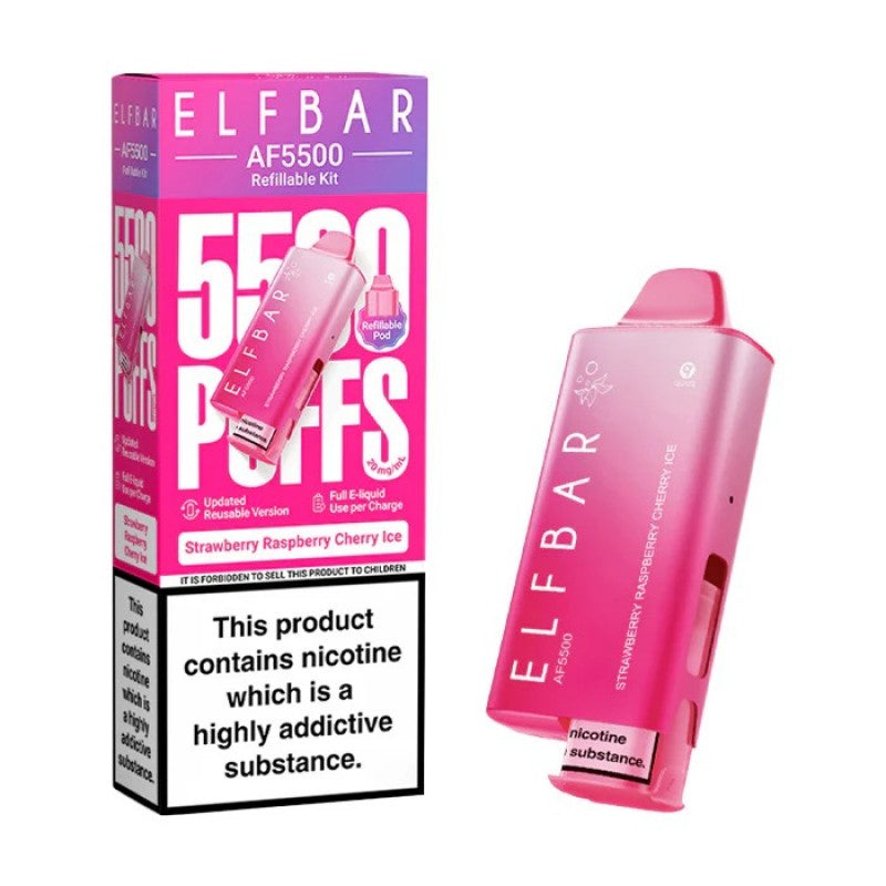 elf bar af5500 strawberry raspberry cherry ice