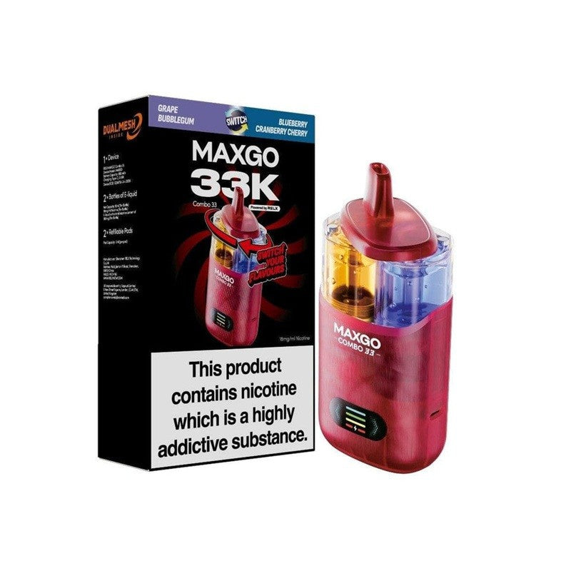 relx maxgo combo 33k prefilled vape grape bubblegum