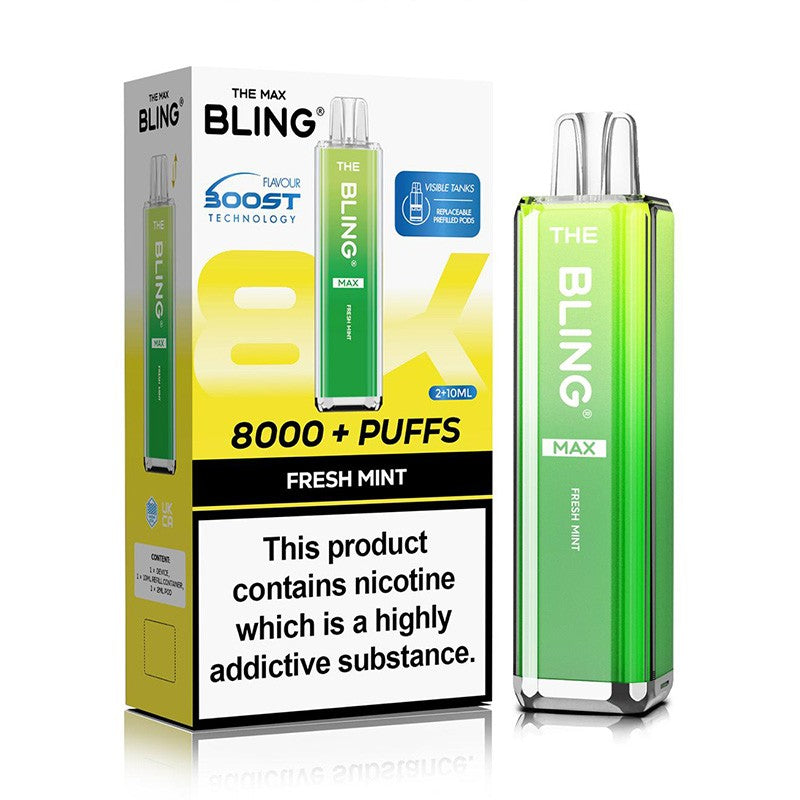 the crystal bling max 8000 vape fresh mint
