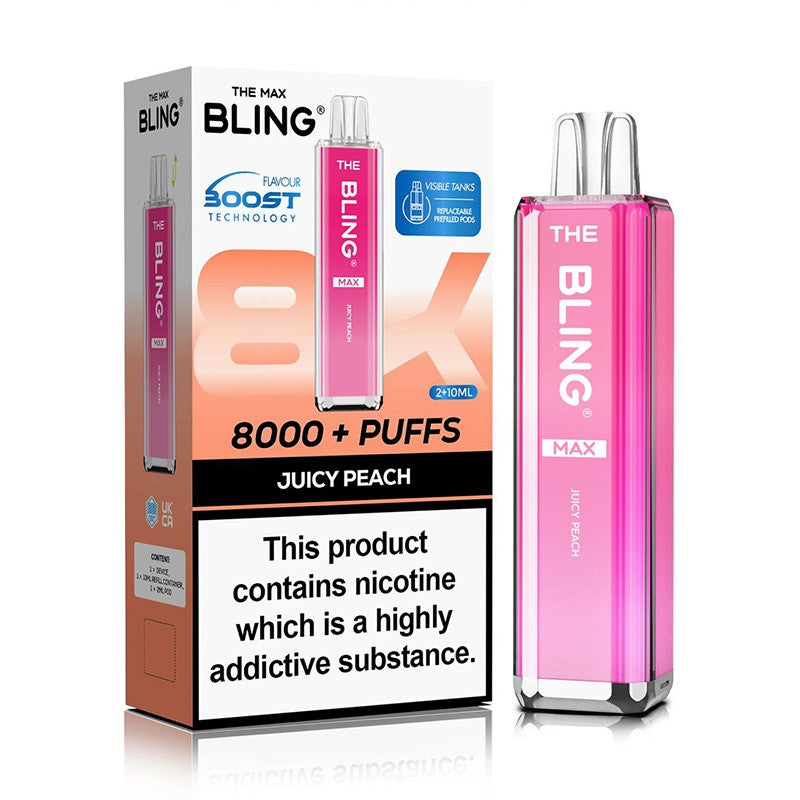 the crystal bling max 8000 vape juicy peach