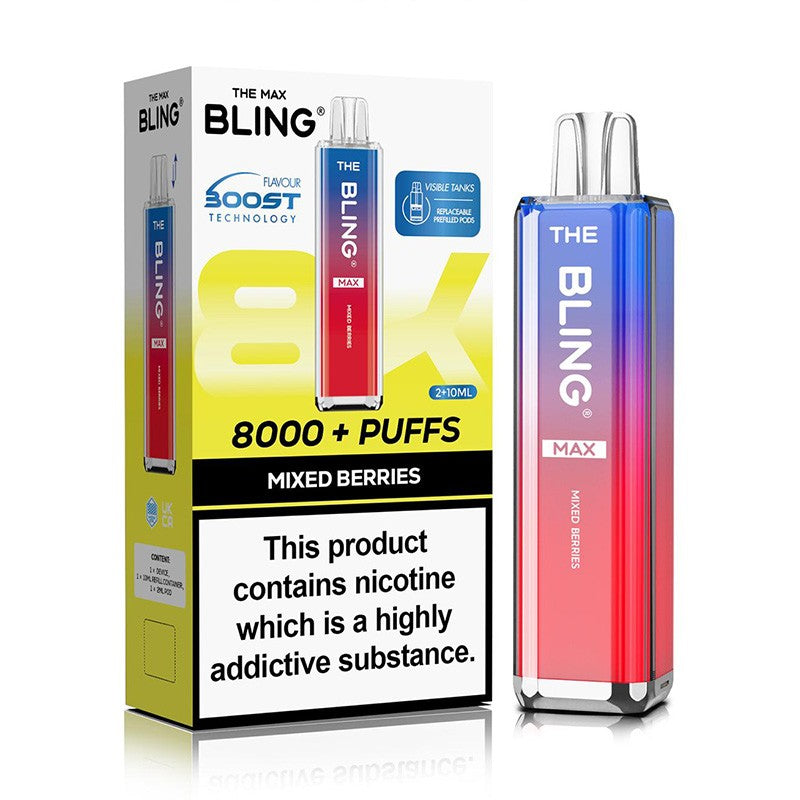 the crystal bling max 8000 vape mxied berries