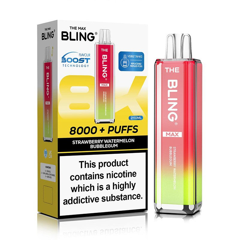 the crystal bling max 8000 vape strawberry watermelon bubblegum