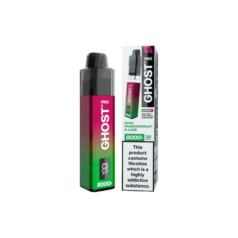 vapes bars ghost pro 8000 kiwi passionfruit and lime