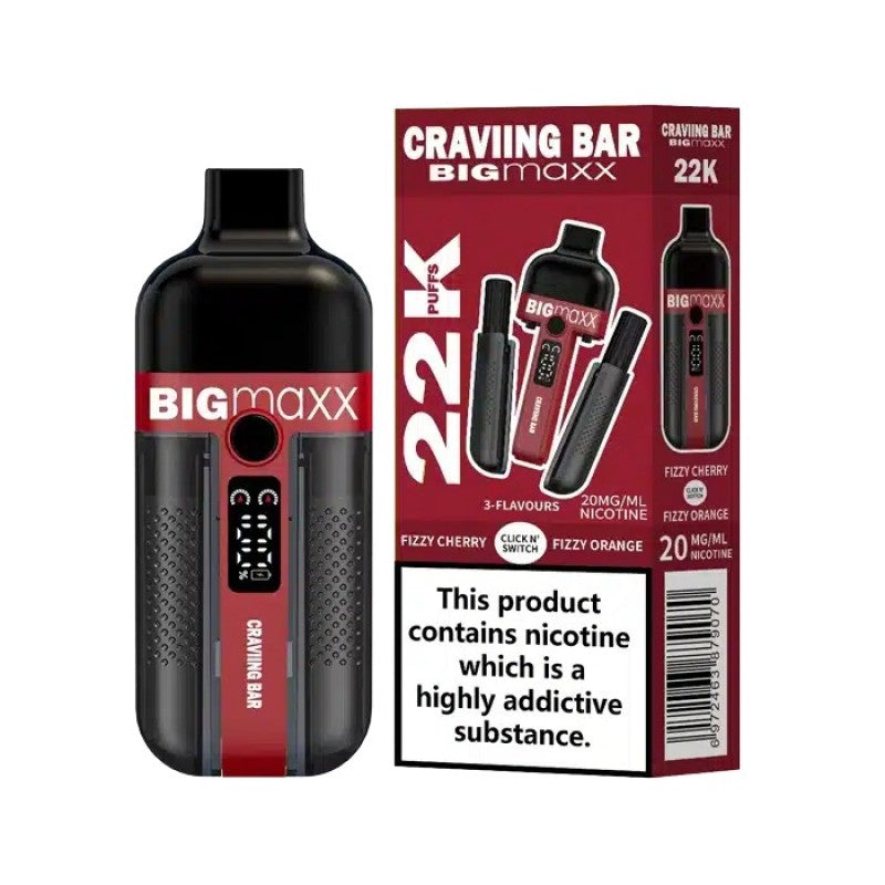 craving bar big maxx 22k prefilled kit fizzy cherry fizzy orange