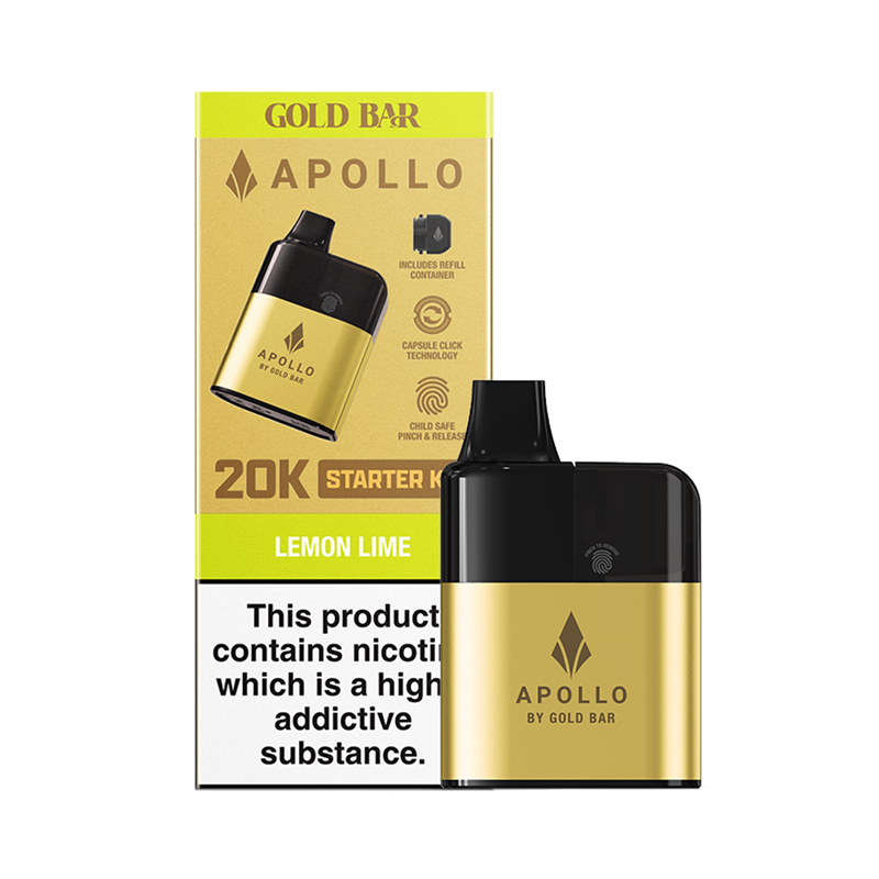 gold bar apollo 20k vape lemon lime