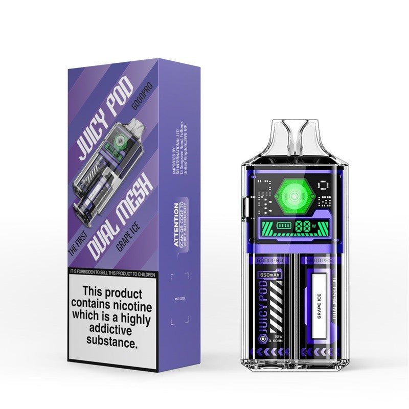 juicy pod 6000 pro vape grape ice